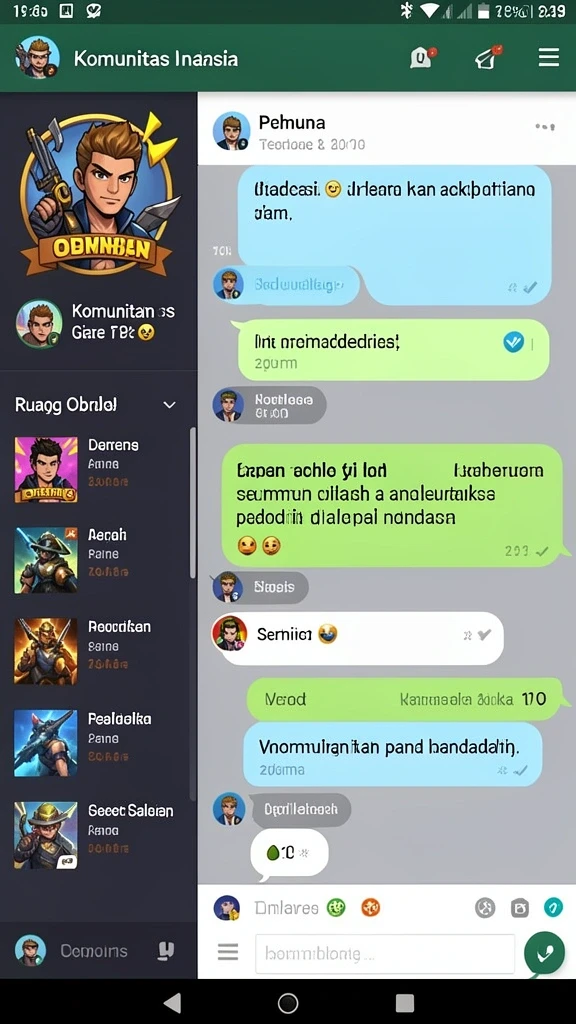 Karakter yang dapat dipilih dengan latar belakang menarik.