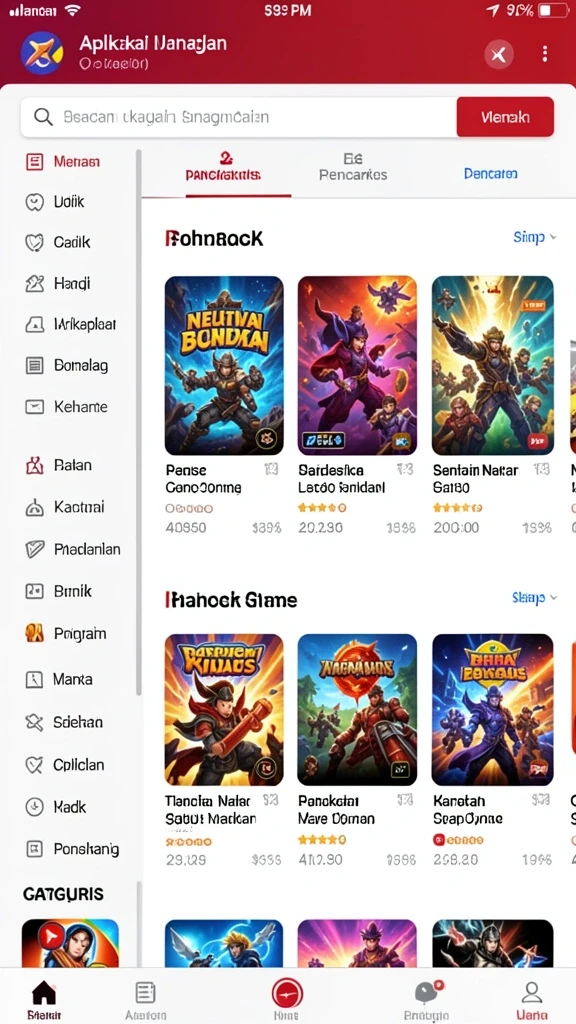 Screenshot menunjukkan berbagai pilihan tema slot yang tersedia.